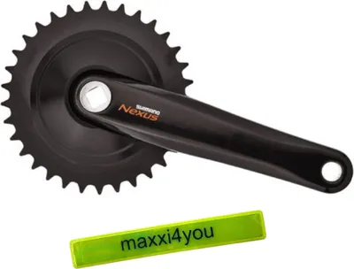 Produktbild von Shimano Kurbelgarnitur Nexus FC-C6000 33 Zähne SCHWARZ inkl. maxxi4you Refleband