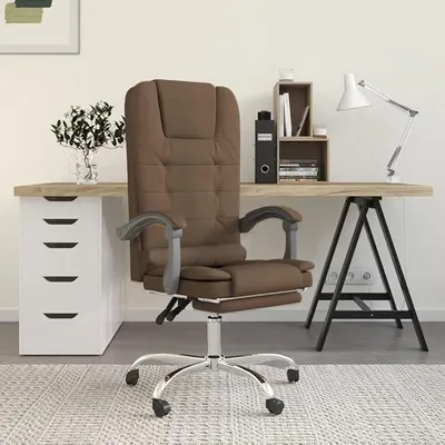 Produktbild von Braun Stoff Bürostuhl mit Massagefunktion, ergonomisch, höhenverstellbar, drehstuhl mit armlehne und rückenlehne, für homeoffice arbeitszimmer konferenzraum, bis 110 kg