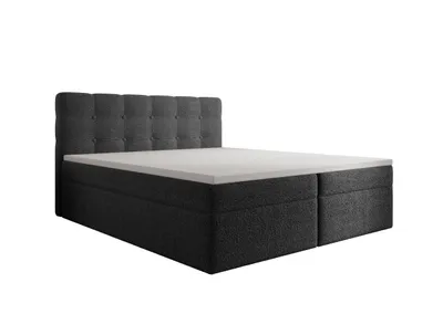 Productafbeelding van Continentale bedbank 140x200 cm AVENTO, inclusief matras en topper, boxspringbed, tweepersoonsbed, gestoffeerd bed met opbergruimte, gestoffeerd hoofdeinde