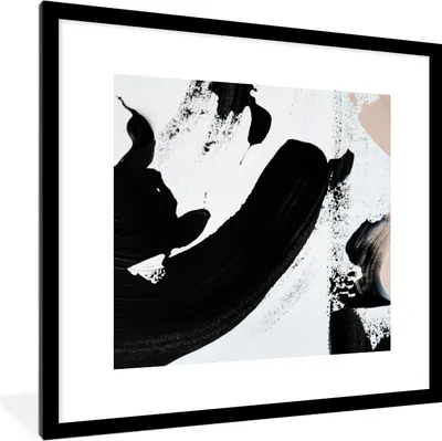 Produktbild von MuchoWow® Gerahmtes Poster Schwarz - Abstrakt - Design 40x40 cm - Poster mit Schwarzem Bilderrahmen Wandposter Rahmen Foto Bilder - Poster - Plakat im Rahmen