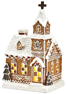 Image de Maison lumineuse LED en pain d'épices 24 cm comme décoration de table de Noël illuminée