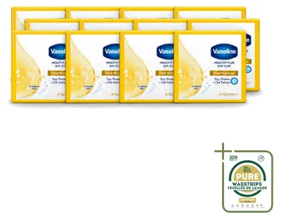Produktbild von 12 x Vaseline Total Moisture Healthy Plus Seifenstück 75 g - Vorratspackung - 12 Stücke
