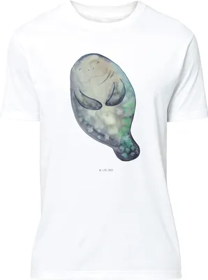 Produktbild von Mr. & Mrs. Panda oberteil Seekuh Happy - Weiß - Geschenk, Seekühe, Tshirt, T-Shirt, Lustiges, Shirt, S, Achtsamkeit, Respekt, Freundin, Selbstliebe, Meer