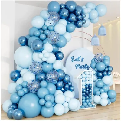 Productafbeelding van Ballonnenketting, blauw, 109 stuks, voor verjaardag en feest