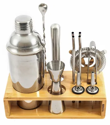 Productafbeelding van Cocktailshaker set - Boston shaker - 825 ml - Roestvrij staal - Cocktailset met standaard