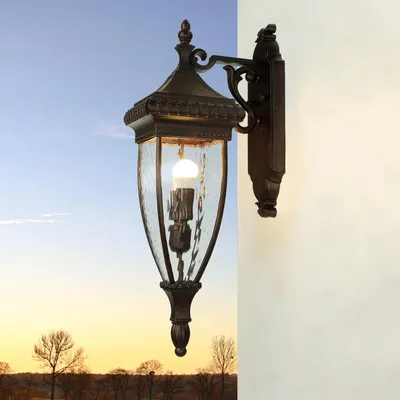 Produktbild von Außenlampe Wand Bronze IP44 E14 Glas Metall Vintage Außenwandlampe Terrasse Hof