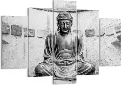 Produktbild von Bild auf Leinwand - Leinwandbild - 5 Teile - Japanisch Buddha Statue - 150x100cm - Wand Bild - Wanddeko - Wandbilder - Leinwanddruck - Bilder - Wanddekoration - Leinwand bilder - EA150x100-4329