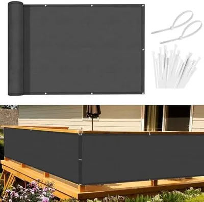 Produktbild von Sunnylaxx Balkon Sichtschutz 90x300cm, Anthrazit Balkonverkleidung Balkonabdeckung Balkonbespannung Blickdichte Windschutz und UV-Schutz mit Kabelbinder