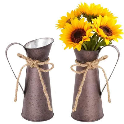 Image de Omgoods - Lot de 2 vases en métal vintage pour la décoration