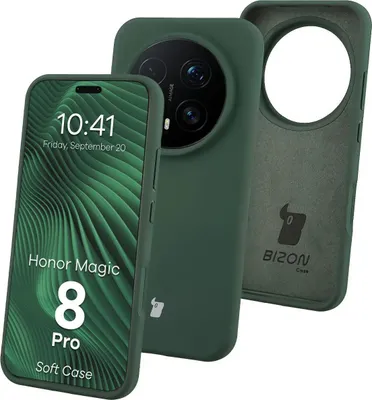 Produktbild von Silikon Handyhülle für Honor Magic8 Pro, Bizon Soft Case, Dunkelgrün