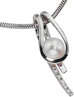 Produktbild von JOBO Anhänger 585 Gold Weißgold 1 Süßwasser Perle 5 Diamanten Brillanten 0,04ct.