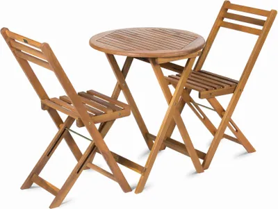 Obrázek produktu pro FIELDMANN FDZN 4003-T Balkónový set 2ks židle s polštářky 520 x 380 x 800 mm + 1ks stůl 600 x 600 x 720 mm, přírodní dřevo Akácie