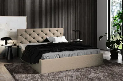 Produktbild von BETTSO Doppelbett Polsterbett Bett mit gesteppte Kopfstütze und Bettkasten SARA 160 x 200 cm Beige
