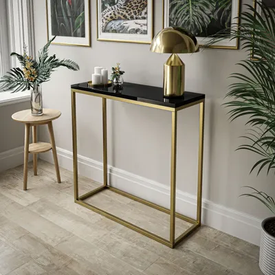 Produktbild von Konsolentisch MODERN 80 cm Gold Matt/  Schwarz hochglanz