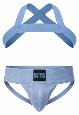Produktbild von Barcode Berlin - Herren Unterwäsche - Vorteilspack 1x Sergey Jockstrap + 1x Matt Pop Harness Bluebeige - Größe XL