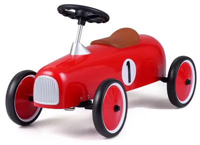 Obrázek produktu pro KOMFOTTEU Retro kovové autíčko pro děti od 18 měsíců (červené) | Vintage hračka, autíčko s volantem, pohodlným sedadlem, odolnými koly, rozměry 75x39x40 cm, vhodné pro použití uvnitř i venku, pro chlapce i dívky
