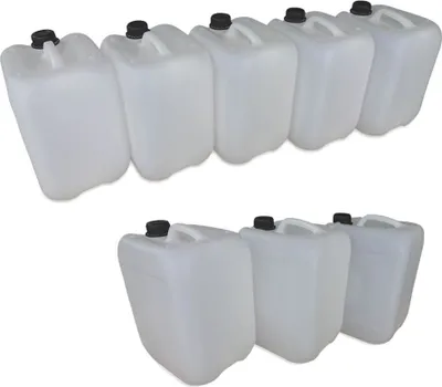 Produktbild von 8 x 10 Liter 10 L Trinkwasserkanister Kunststoffkanister Kanister dicht natur DIN45 (8x10knn45)