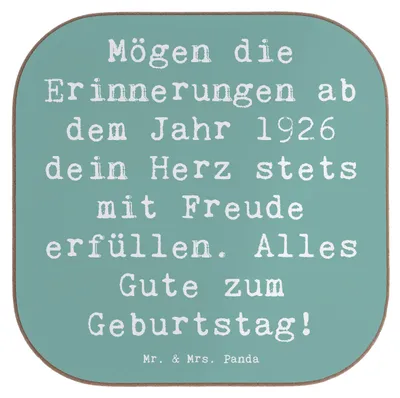 Produktbild von Mr. & Mrs. Panda Tischuntersetzer Spruch 1926 Geburtstag - Meeresbrise - Geschenk, Untersetzer Tasse, für Gläser, Geburtstagsgeschenk, alles Gute zum, Erinnerungen, Alter