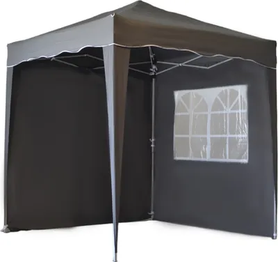 Image de Defacto Pavillon pliable 2x2m Tente de jardin avec 2 parties latérales et sac étanche, gris