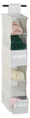 Immagine prodotto di TRANKIELO® - Organizer da appendere in tessuto con 6 scomparti e 2 cassetti – Flessibile e resistente, ideale per l'armadio – 82 x 14,5 x 30 cm
