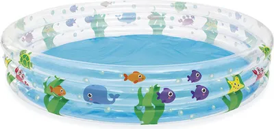 Produktbild von Bestway Kinder Aufblasbarer Pool 3 Ringe Transparent Meeresleben 183x33 cm +2 Jahre Garten 51005