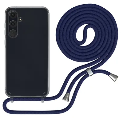 Produktbild von EAZY CASE Handykette kompatibel mit Samsung Galaxy A55, Handyhülle mit Umhängeband, Handykordel, Schutzhülle Clear, Band in Blau