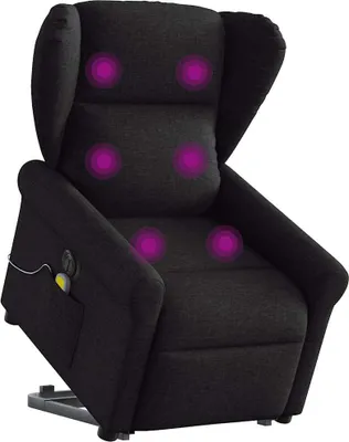 Image de Fauteuil inclinable de massage électrique Noir Tissu