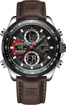 Zdjęcie produktu dla Męski analogowy zegarek kwarcowy ze skórzanym paskiem - styl militarny, wodoodporny, wielofunkcyjny, LED, datownik i chronograf - sportowy i elegancki