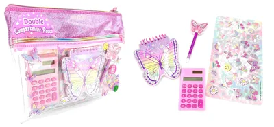 Imagen del producto de Kit escolar "Mariposas" con calculadora y accesorios de Hot Focus