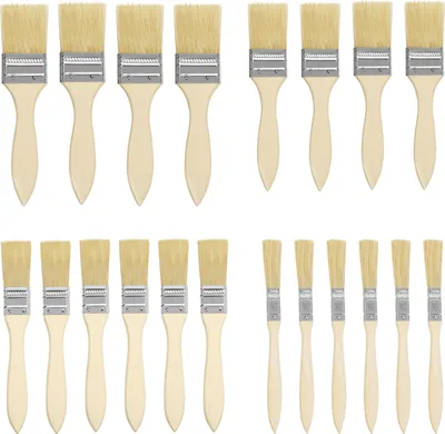 Produktbild von Kurtzy Holz Pinsel (20er Pack) - Pinselset für Farbe Lack Beizen - Pinsel Set Lasurpinsel Malerpinsel - Holzlasur Flachpinsel - Lackpinsel