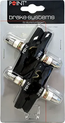 Zdjęcie produktu dla Klocki hamulcowe Point V-Brake, L=70mm, 2 pary symetryczne, do obręczy aluminiowych, czarne