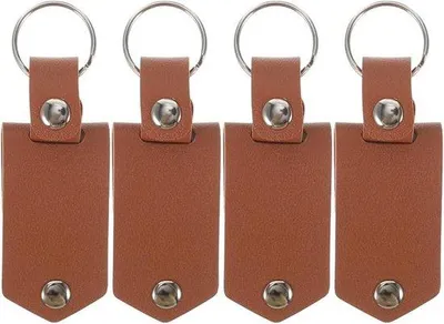 Produktbild von 4er Set Mini Foto Schlüsselanhänger Kunstleder Braun
