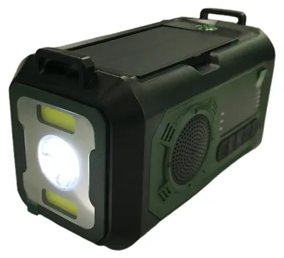 Obrázek produktu pro Přenosné nouzové rádio s ruční klikou – AM, FM, WB, předpověď počasí, SOS alarm, solární napájení, baterie 12 000 mAh, USB nabíječka, LED svítilna – pro outdoorové aktivity