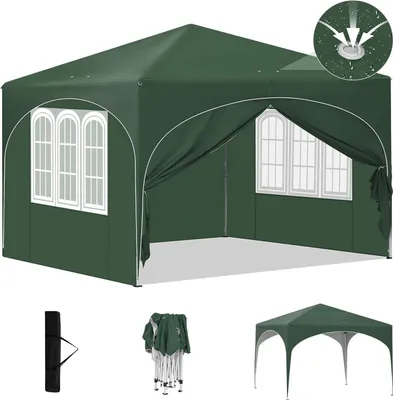 Produktbild von EUGAD Pop-Up Faltpavillon wasserfest Winterfest, Pavillon 3x3 m faltbar, für Camping Strand Garten, Grün