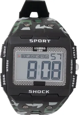Produktbild von LEANDRO LIDO Sterpeto Uni Sportuhr – digital, 12/24h Format, Stoppuhr, wasserdicht, Beleuchtung, verstellbares Armband, camouflage | LL-89