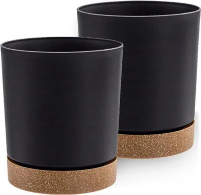 Immagine prodotto di Due vasi decorativi - Antracite - Diametro 18 cm