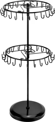 Produktbild von Schmuckhalter drehbar mit 23 Aufhängern – Eleganter Schmuckorganizer für Ketten, Ohrringe & Co – 1-stöckig – Metall – Schwarz
