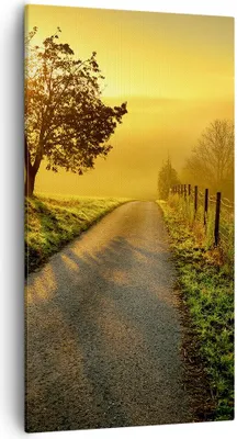 Produktbild von Bild auf Leinwand - Leinwandbild - Feld Straße Baum - 55x100cm - Wand Bild - Wanddeko - Wandbilder - Leinwanddruck - Bilder - Kunstdruck - Wanddekoration - Leinwand bilder - Wandkunst - PA55x100-3851