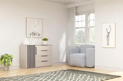 Obrázek produktu pro Komoda se šuplíky a dvířky CAGNA 2 - kašmír / černá