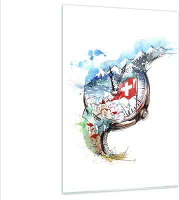 Produktbild von Bilder auf glas - Einteilig - Uhr Schweizer Alpen Wolke - 80x120cm - Glasbilder - Wandbilder - Bilder - Wanddekoration aus Glas - Glas Bilder - Wandbild auf Glas - GPA80x120-3038