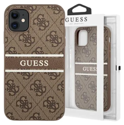 Zdjęcie produktu dla Guess GUHCN614GDBR iPhone 11 / Xr 6,1brązowy/brown hardcase 4G Stripe