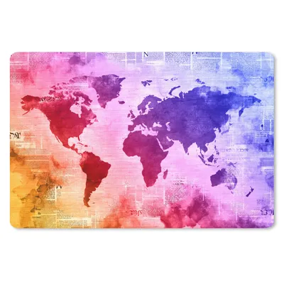 Produktbild von MuchoWow® Schreibtischunterlage Weltkarte - Aquarell - Regenbogen 60x40 cm - XXL Mauspad - Großes Mauspad