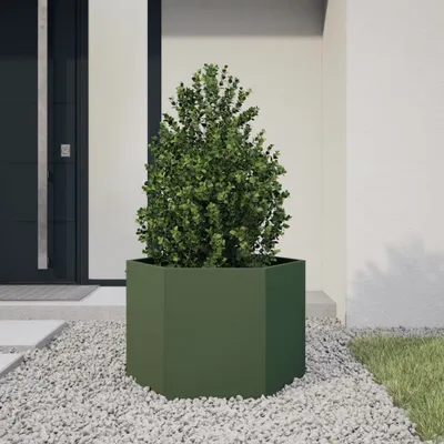 Produktbild von Möbel Pflanzkübel Olivgrün Sechseckig 69x60x45 Stahl - Beete &44083