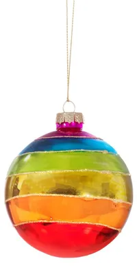 Weihnachtskugel Regenbogen, Glas, 8 cm, Deko