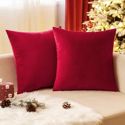 Produktbild von Samt Kissenbezug Weihnachten 2er Set 45x45 cm Rot