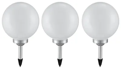 Produktbild von 3er Set LED Solarleuchte, Kugel weiß, H 65 cm