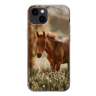 Produktbild von MuchoWow® Handyhülle Schutzhülle Hülle für iPhone 13 mini Pferd - Licht - Wiese Silikon Softcase Handy Hülle - Softcase