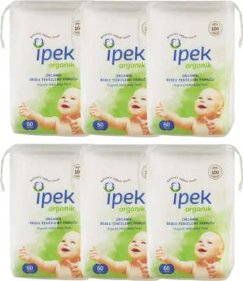 Produktbild von Ipek Organische Maxi Baby Wattepads – 360 Stück(6x60)