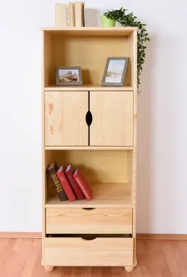 Produktbild von Regal, Küchenregal, Wohnzimmerregal, Bücherregal - 60 cm breit, Kiefer Holz-Massiv, Farbe: Natur