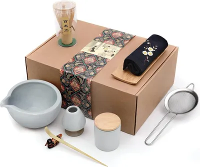 Immagine prodotto di Set da tè matcha giapponese con ciotola, frusta e contenitore per la polvere